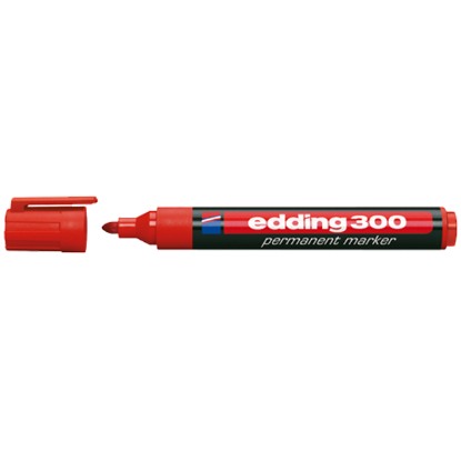 Edding Markör Permanent Yuvarlak Uçlu 1.5-3 MM Kırmızı 300 (10 Adet) resmi
