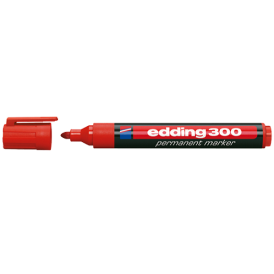 Edding Markör Permanent Yuvarlak Uçlu 1.5-3 MM Kırmızı 300 (10 Adet) resmi