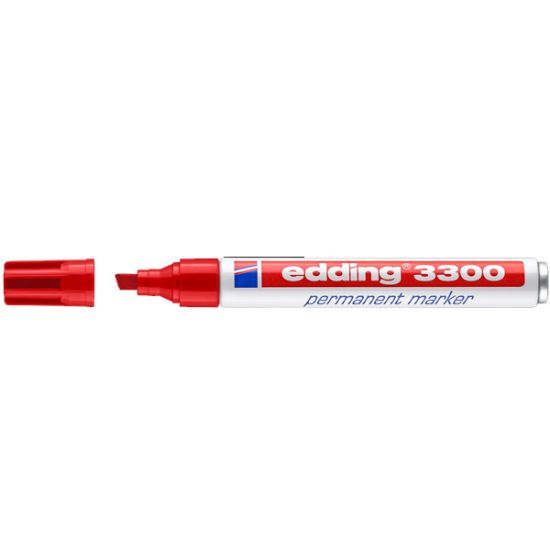 Edding Markör Permanent Kesik Uçlu 1-5 MM Kırmızı 3300 (10 Adet) resmi