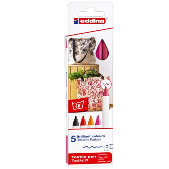 Edding Kumaş Boyama Kalemi 2-3 MM Warm 5 Lİ 4500 / 5S resmi