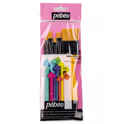 Pebeo Fırça Seti Düz Kesik Kısa Saplı No:0-2-4-10-12-18 6 LI SET-3 resmi