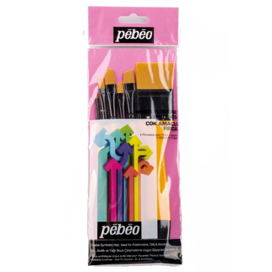Pebeo Fırça Seti Düz Kesik Kısa Saplı No:0-2-4-10-12-18 6 LI SET-3 resmi