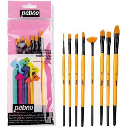 Pebeo Fırça Seti Yelpaze-Kesik Uç-Sulu Boya-Çizgi 8 Lİ SET-4 resmi
