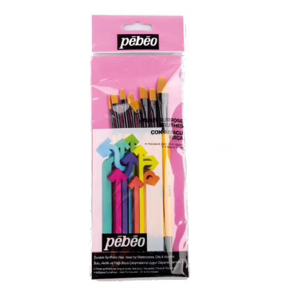 Pebeo Fırça Seti Düz Kesik-Yelpaze-Angular-Kedi Dili-Çizgi 8 Lİ SET-7 resmi