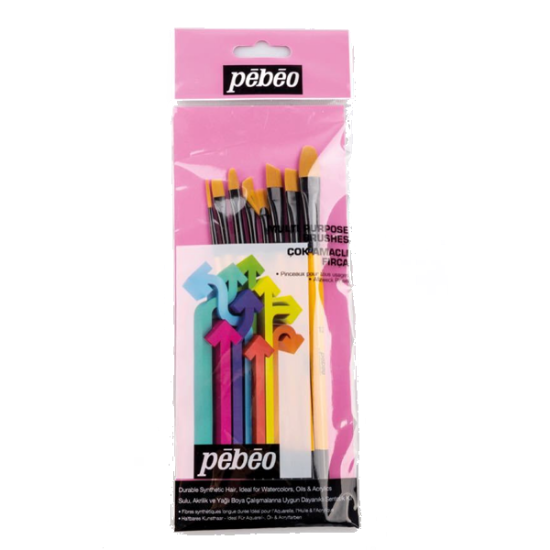 Pebeo Fırça Seti Düz Kesik-Yelpaze-Angular-Kedi Dili-Çizgi 8 Lİ SET-7 resmi