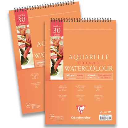 Claırefontaıne Teknik Resim Kağıdı Sulu Boya Etival Dokulu Cold Press Üsten Spiralli 30 YP A4 300 GR EK 96571  resmi