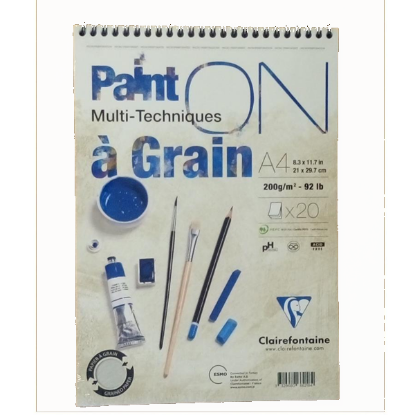 Claırefontaıne Resim Defteri Paınt-On A Graın Çizim Blok Üstten Spiralli 20 YP A4 200 GR PD 966218 resmi