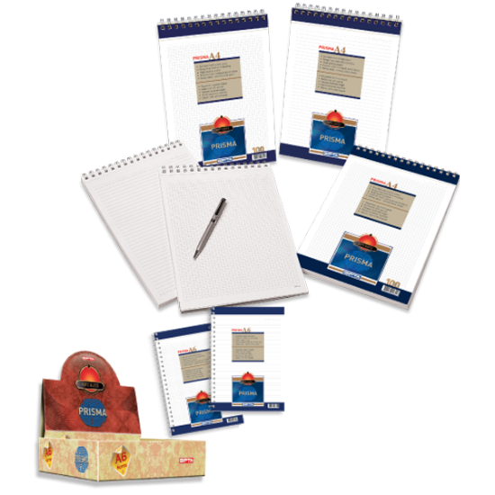 Gıpta Bloknot Prisma Spiralli Karton Kapak Kareli 100 YP A4 1377 (12 Adet) resmi