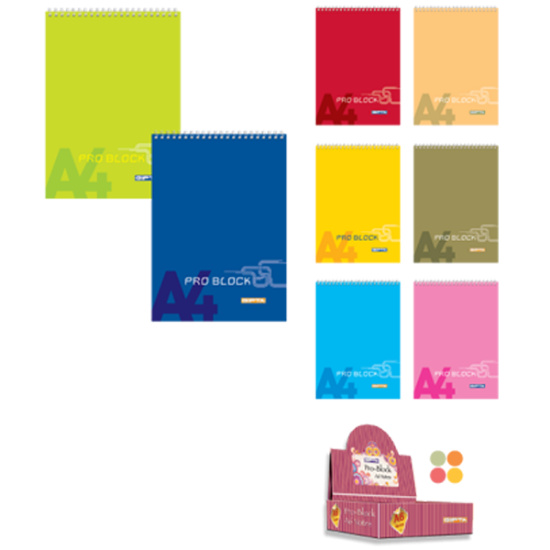 Gıpta Bloknot Pro-Block Spiralli Karton Kapak Çizgili 40 YP A4 1397 resmi