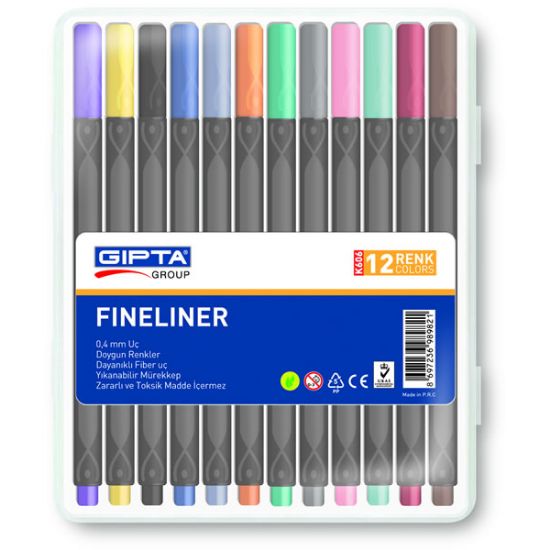 Gıpta Fineliner 0.4 MM Üçgen 12 Renk K606 resmi