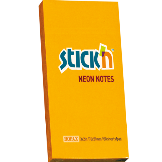 Hopax Stıckn Yapışkanlı Not Kağıdı 100 YP 76x51 Fosforlu Turuncu HE21160 (12 Adet) resmi