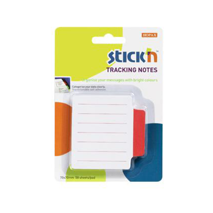 Hopax Stıckn Yapışkanlı Not Kağıdı Çizgili 50 YP 70x70 Beyaz Kırmızı 21483 resmi