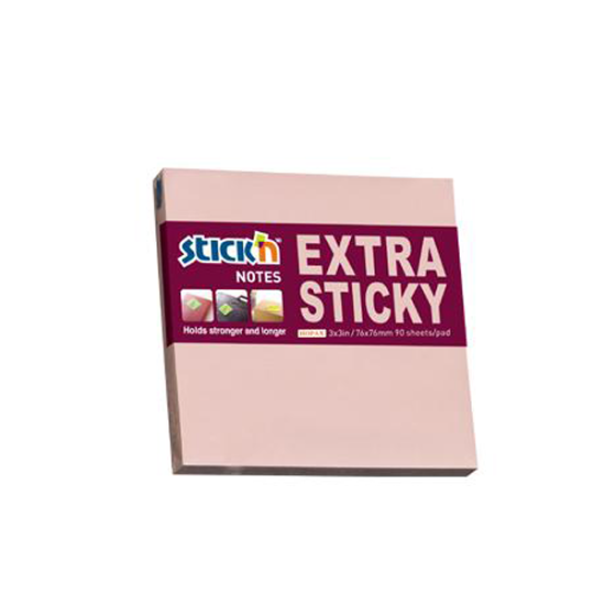Hopax Stıckn Yapışkanlı Not Kağıdı Extra 90 YP 76x76 Pastel Pembe HE21661 (12 Adet) resmi