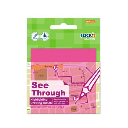 Hopax Stıckn Yapışkanlı Not Kağıdı Yarı Saydam 50 YP 76x76 Neon Pembe 21711 resmi