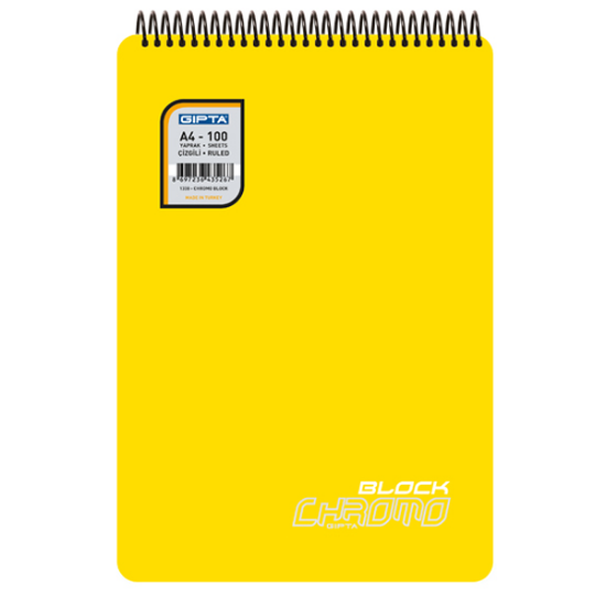 Gıpta Bloknot Chromo Block Spiralli Plastik Kapak A4 80 YP Çizgili resmi