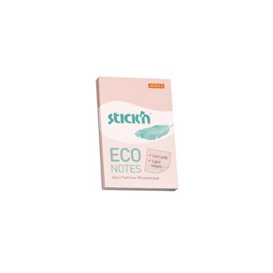 Hopax Stıckn Yapışkanlı Not Kağıdı 100 YP 76x51 Eco Patel Pembe HE21742 (12 Adet) resmi