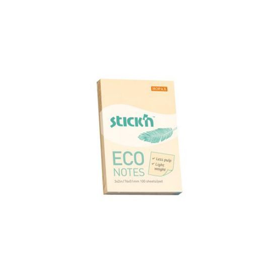 Hopax Stıckn Yapışkanlı Not Kağıdı 100 YP 76x51 Eco Patel Sarı HE21741 (12 Adet) resmi
