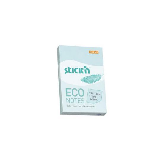 Hopax Stıckn Yapışkanlı Not Kağıdı 100 YP 76x51 Eco Patel Mavi HE21743 (12 Adet) resmi