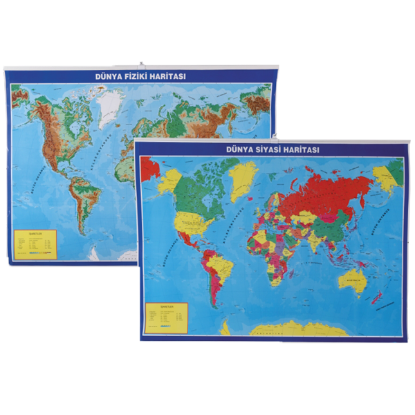 Gülpaş Harita Dünya Siyasi-Fiziki Çıtalı 70x100 998 resmi