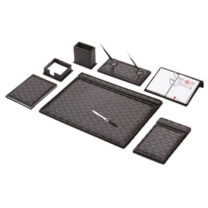 Gülpaş Sümen Takımı 10 Parça Napa Suni Deri Sade Hasır Desenli Siyah 925 resmi