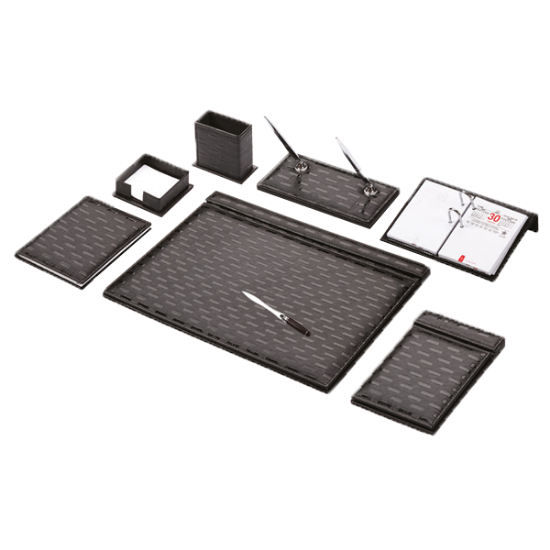 Gülpaş Sümen Takımı 10 Parça Napa Suni Deri Sade Hasır Desenli Siyah 925 resmi