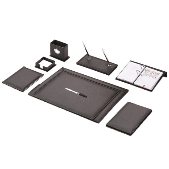 Gülpaş Sümen Takımı 11 Parça Napa Suni Deri Optik Desen Çift Kalemli Siyah 913 resmi