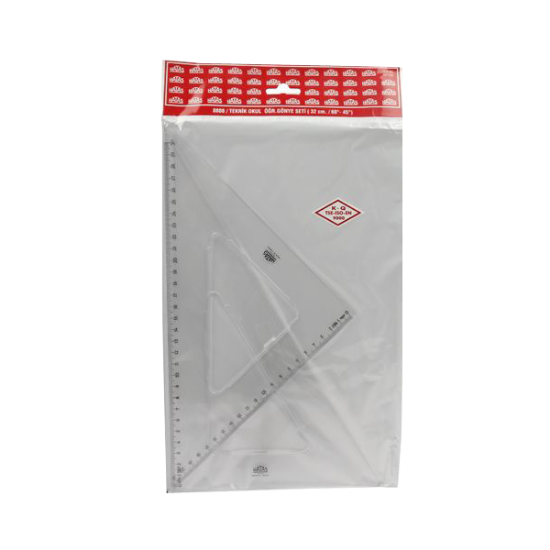 Hatas Öğrenci Gönye Seti 45-60 Derece Plastik 32 CM 0808 (10 Adet) resmi