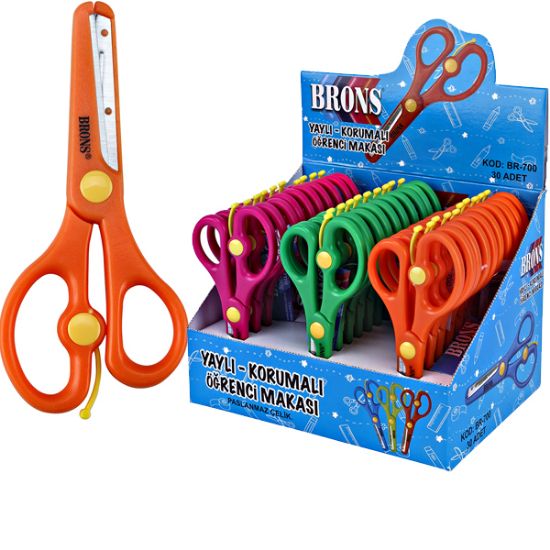 Brons Öğrenci Makası Yaylı Korumalı BR-700 (30 Adet) resmi