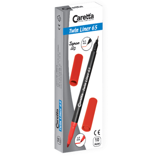 Caretta Twinliner Çift Uçlu Keçeli Kalem 0.4 MM-1.0 MM Mor 10 LU 65/12 (10 Adet) resmi