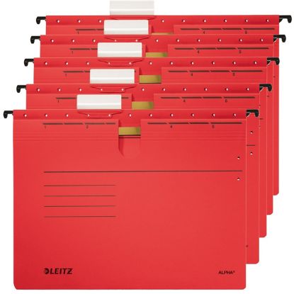 Leitz Askılı Dosya Telsiz Delta Karton A4 Kırmızı 6515 (25 Adet) resmi