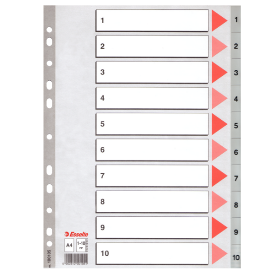 Esselte Seperatör 1-10 Rakamlı Plastik A4 100105 resmi