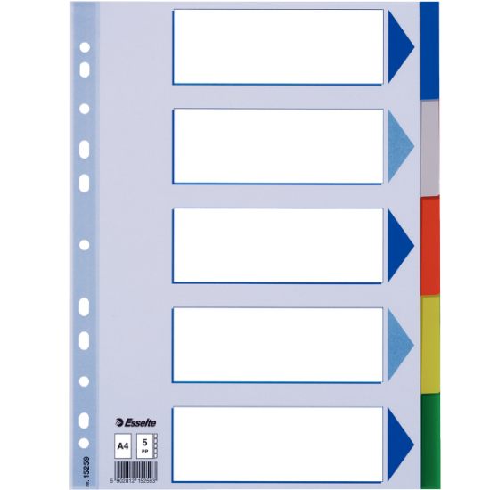Esselte Seperatör 5 Renkli Plastik A4 15259 resmi