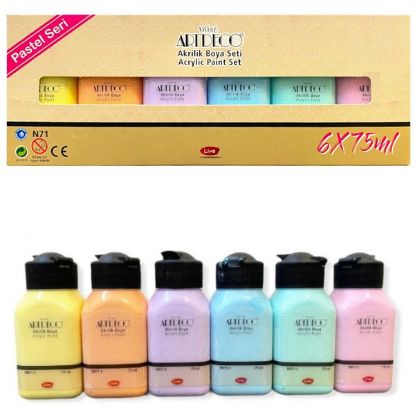 Artdeco Akrilik Boya 6x75 ML Set Pastel Renkler LV-Y-070I-AS2 resmi