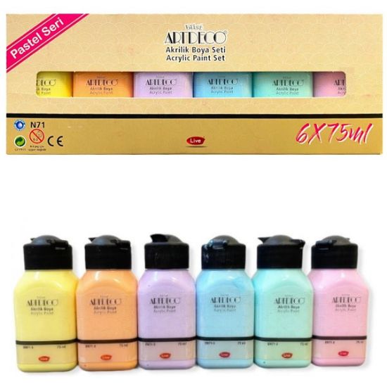Artdeco Akrilik Boya 6x75 ML Set Pastel Renkler LV-Y-070I-AS2 resmi