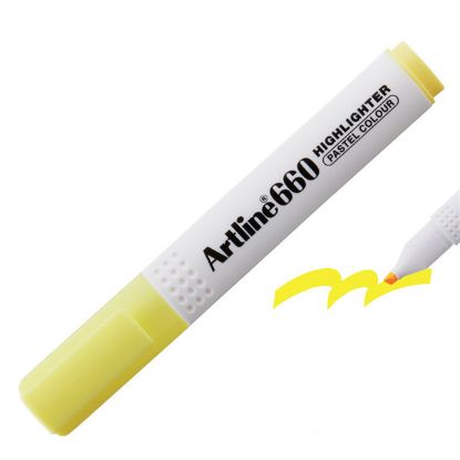 Artline Fosforlu Kalem Kesik Uç 1,0-4,0 MM Pastel Sarı EK-660N (12 Adet) resmi
