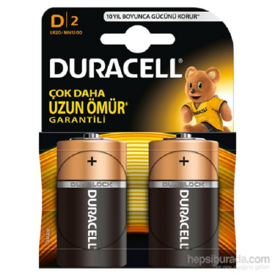 Duracell Alkalin Büyük Boy Pil (D) 2 Lİ Kartela resmi