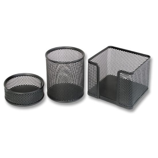 Bion Masa Seti Ataşlık-Kağıtlık-Kalemlik 3 LÜ Metal Perforeli Siyah 9302 resmi