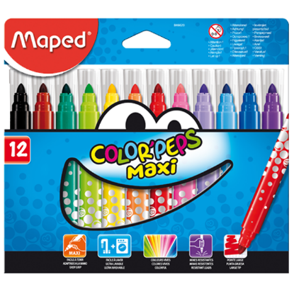 Maped Keçeli Boya Kalemi Maxi 12 Renk 846020 resmi