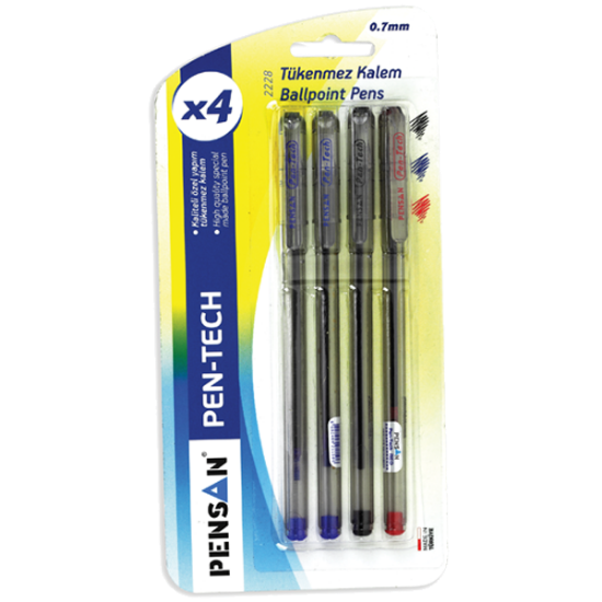 Pensan Tükenmez Kalem Pen Tech 0.7 MM Siyah 2228 (12 Adet) resmi