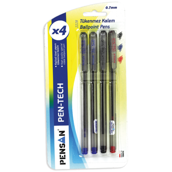 Pensan Tükenmez Kalem Pen Tech 0.7 MM Kırmızı 2228 (12 Adet) resmi