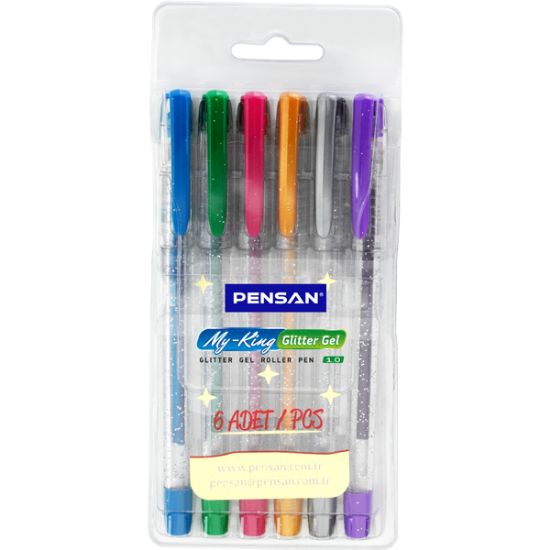 Pensan Tükenmez Kalem My-King Jel Simli 6 Renk resmi