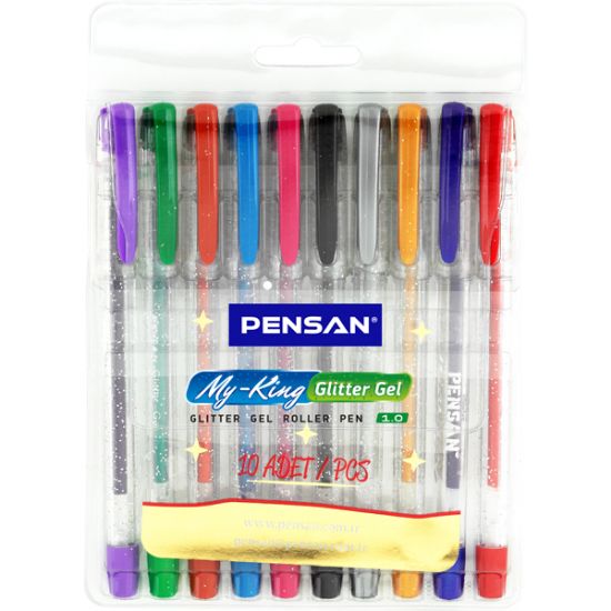 Pensan Tükenmez Kalem My-King Jel Simli 10 Renk resmi