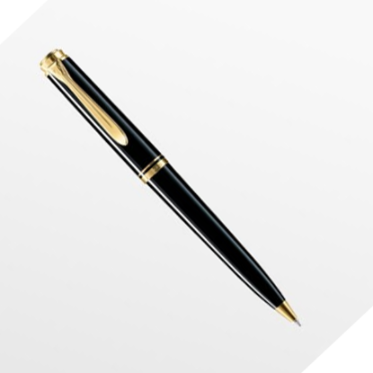 Pelikan Tükenmez Kalem 14 Ayar Altın Kaplama Siyah K300 resmi