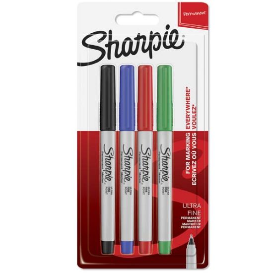 Sharpie Markör Permanent Ultra Fine Süper İnce Uç 4 Lü Renk Blisterli 1985879 resmi