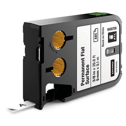Dymo XTL Sabit Polyester Düz Yüzey 9 MM x 9,1 M Beyaz/Siyah 1868736 resmi