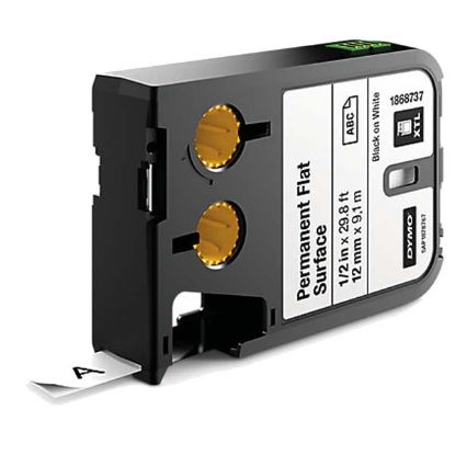 Dymo XTL Sabit Polyester Düz Yüzey 12 MM x 9,1 M Beyaz/Siyah 1868737 resmi