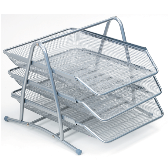 Rubenis Evrak Rafı Metal Perforeli 3 LÜ Gümüş 9181 resmi