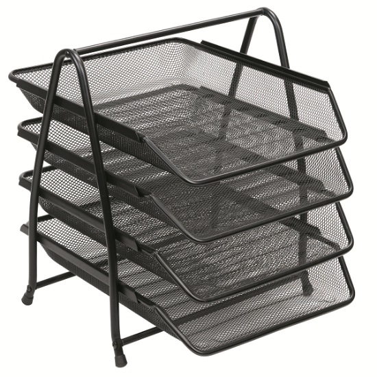 Rubenis Evrak Rafı Metal Perforeli Sabit 4 LÜ Siyah 9184 resmi