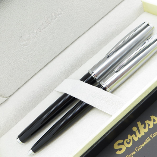 Scrikss Takım Kalem Dolma+Tükenmez Siyah 78 resmi