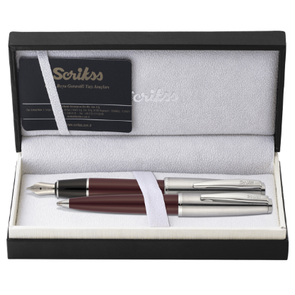 Scrikss Takım Kalem Dolma+Tükenmez Bordo 78 resmi